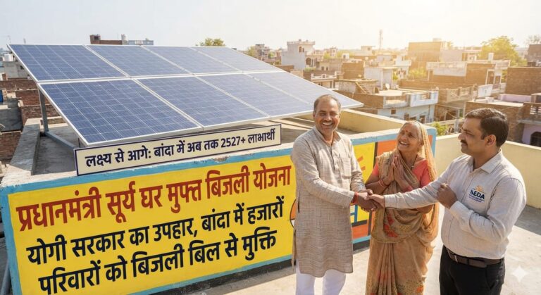 प्रधानमंत्री सूर्य घर मुफ्त बिजली योजना से बांदा में बढ़ी ऊर्जा क्रांति, 2500 से अधिक परिवारों को मिला लाभ